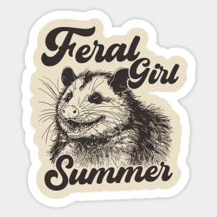 Feral Girl Summer Opossum Sticker